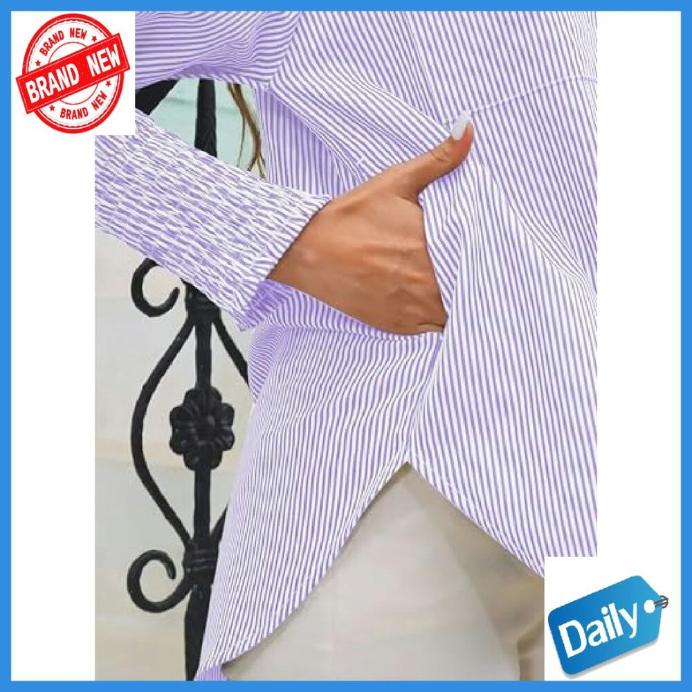 Oversized Wrinkle-Resistant Button-Down Shirt wit… - image 6